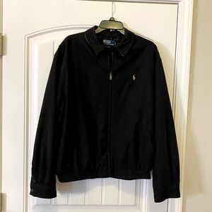 Like New Polo Ralph Lauren Men’s LG Light Spring Jacket Black with Plaid liner